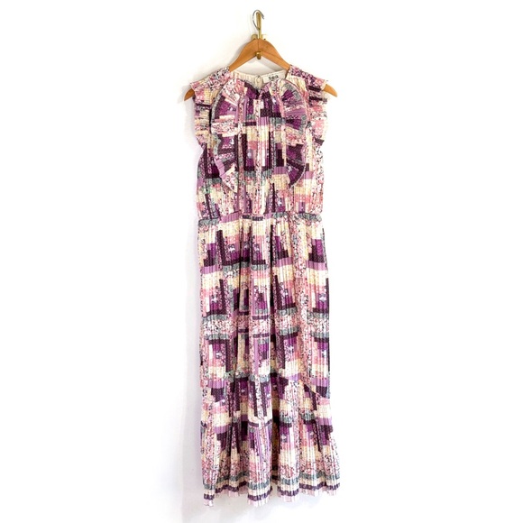 NWOT SEA New York Maxi Patchwork Purple Sleeveless Naya Pleated Dress - Picture 2 of 7